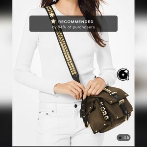 Sale🍁Michael Kors Olivia Olive Army Green W/ Gold Spike Studded Strap Crossbody